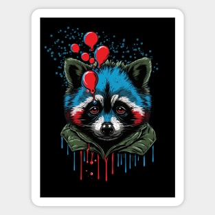Cute Raccoon with Colorful Painted Face and Balloons Magnet